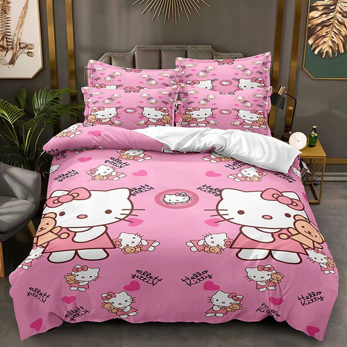 Juego De Ropa De Cama Doble Hello Kitty, Rosa