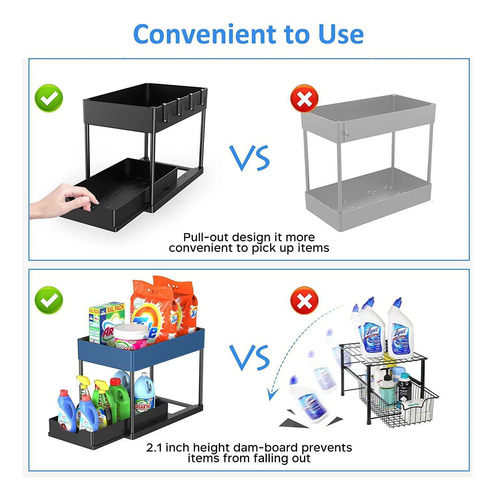 2 Pzs 2 Niveles Organizador Multifuncional Baño Cocina