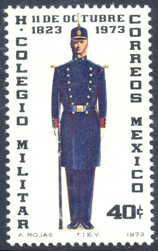 Estampilla México 1973  Colegio  Militar  Cadete  Mnh