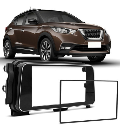 Moldura 2din Nissan Kicks 2017 2018 2019 2020 Black Piano