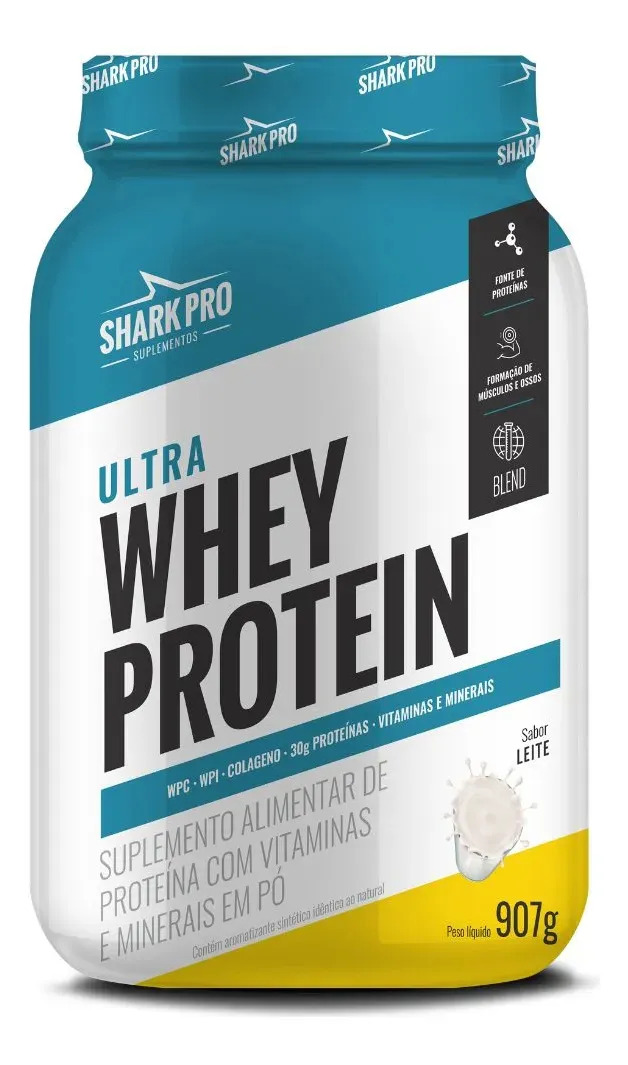 Whey Protein Shark Pro Ultra Whey Isolado Concentrado Leite 907g