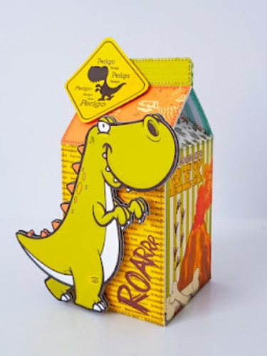 10 Cajitas Milk Box En 3d De Dinosaurios
