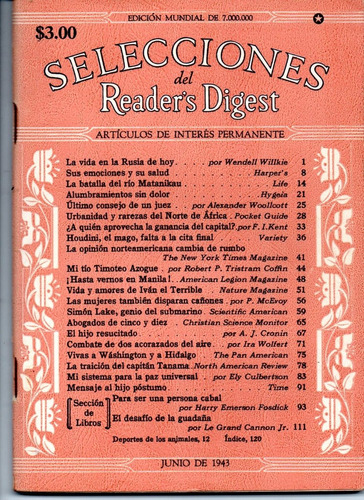 Selecciones Del Reader´s Digest Nº31 Junio 1943