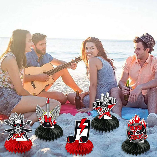 Decoraciones De Rock And Roll Party Rock Centros De Mesa 3d