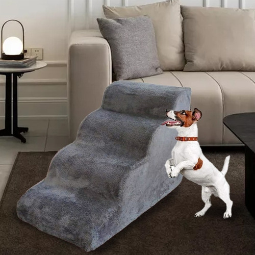 Escalera 3 Niveles Para Mascotas Antideslizante Comoda Color Gris