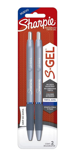 Bolígrafos Sharpie S-gel Blíster 2pzas Tinta Azul Punta 07mm