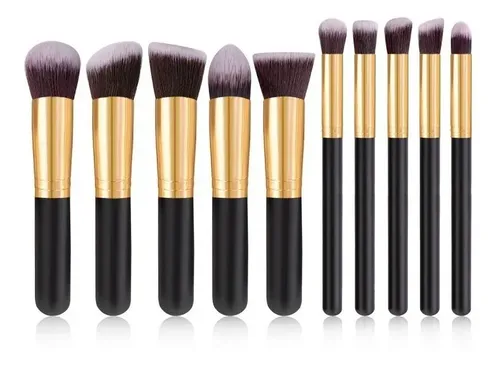 Kit Pinceis Maquiagem Kabuki Precisao 10 Pcs Profissional Make