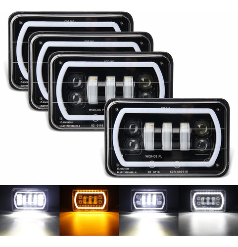 Opp Ulite Faro Delantero Led 4 X 6 Luz Blanca Drl Ambar Haz