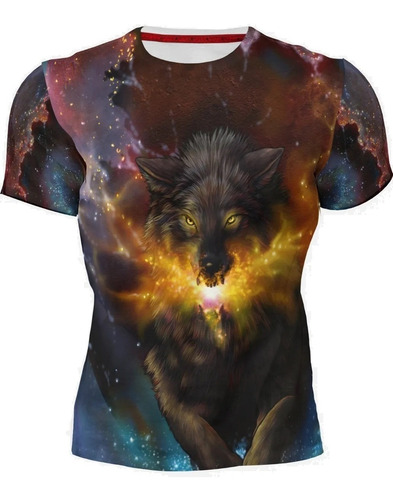 Playera Sublimada Full Print Lobo