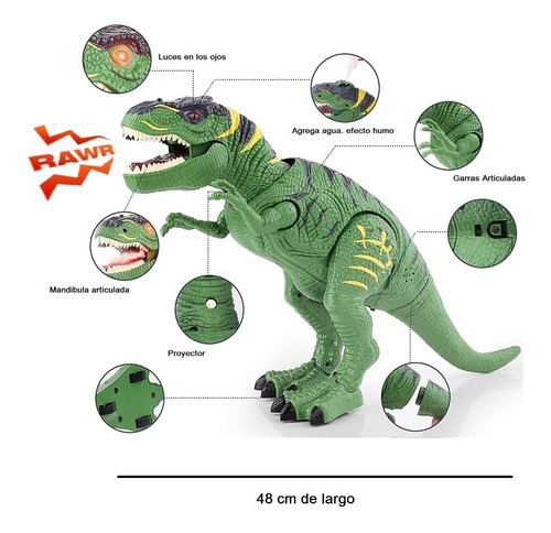 Imagen 3 de 6 de Dinosaurio 48 Cm T Rex Control Remoto Con Efecto Humo Best