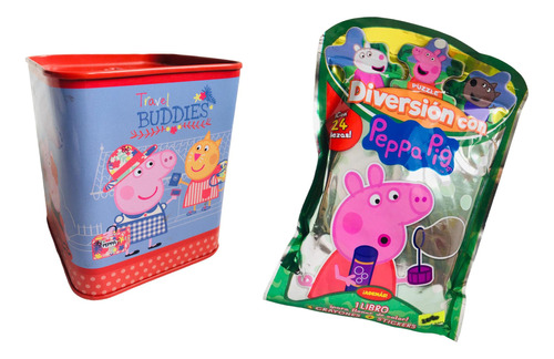 Combo Peppa Pig Alcancia + Puzzle Diversion Crayones Sticker