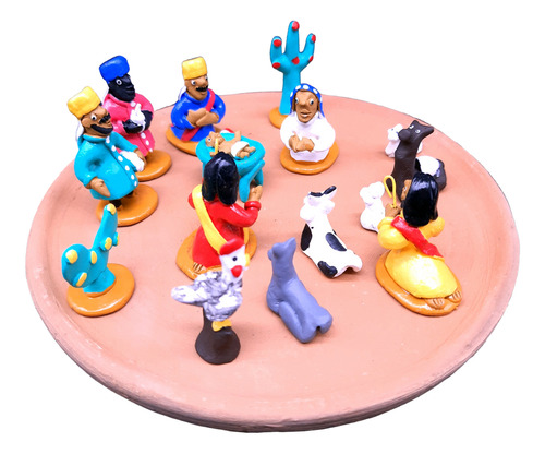 Estátua Presépio 16pçs Miniaturas Escultura Cerâmica Caruaru