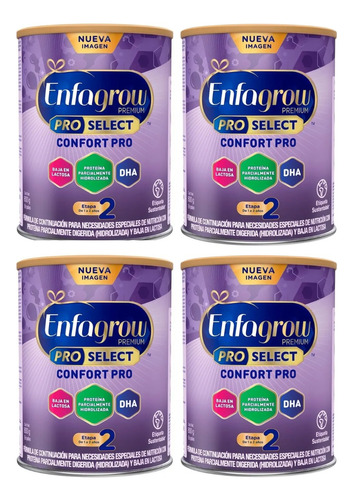 Fórmula Infantil Enfagrow Confort Etapa 2 800gr, 4 Latas