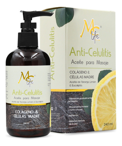 Aceite Anticelulitis Colágeno. Células Madre. Mc Life Toronja Limón Eucalipto