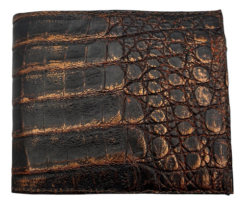 Cartera Billertera En Piel Exótica De Cocodrilo Cobre Terracota Escamas