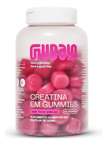 Suplemento Creatina Em Gomas Guday Frutas Vermelhas 60un
