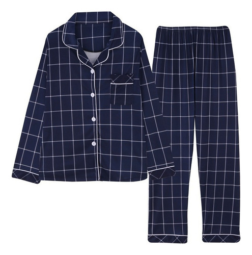 Pijama De Mujer Estilo Cuadros De Pijama 2 Piezas Cómodo