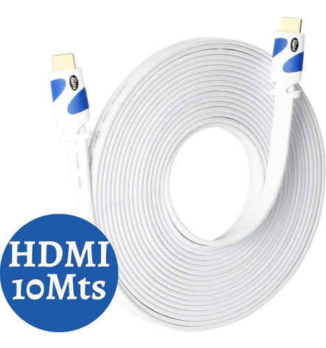 Imagen 1 de 1 de Cable Hdmi Ultra Plano 10 Metros Hd 1080p 3d Ps3 4ktv Bluray