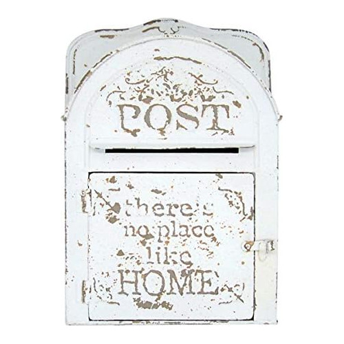 White Painted Tin Wall Mounted Mailbox, 10 1/4 Inch