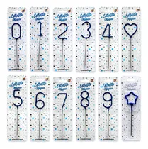 Comprar Velas Numeros Chispas De Cumpleaños Para Tortas X1 Celestes