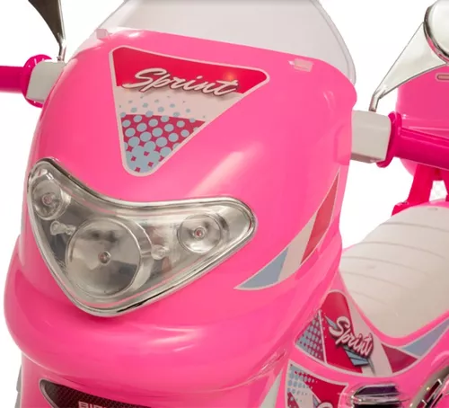 Mini Moto Elétrica Infantil Triciclo Até 35 Kg Rosa Menina