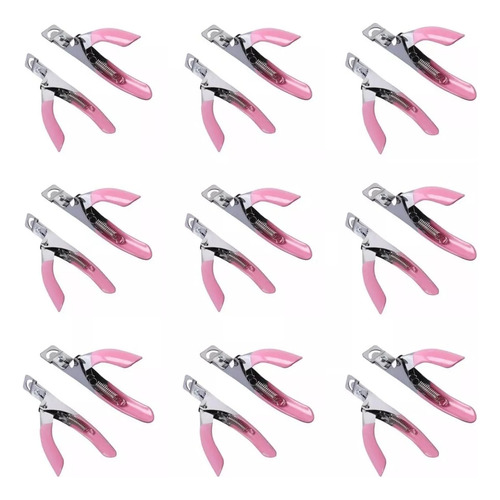 20 Alicates Cortador De Unhas Tips Sorriso Reta Rosa