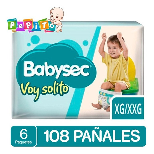 Pañales Babysec Voy Solito X 6 Paquetes 108 Un Xg/xxg