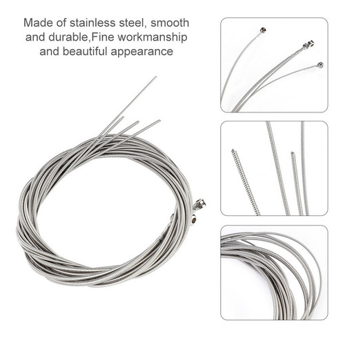 Imagen 4 de 10 de Cuerdas Para Bajo De Acero Inoxidable 5pcs Plata