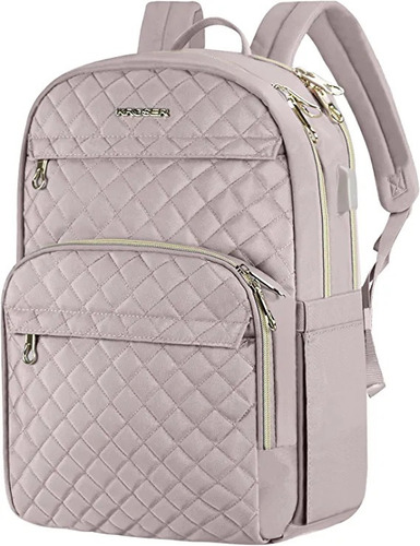 Mochila Para Laptop Impermeable Con Usb Rosado