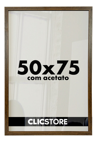 Moldura 50x75 Acetato Quadros Poster Foto Madeira Fundo Mdf Cor Tabaco