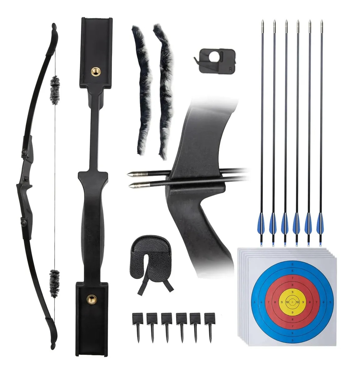 Arco Recurvo Takedown 20 40lbs Para Principiantes Negro Ambidiestro