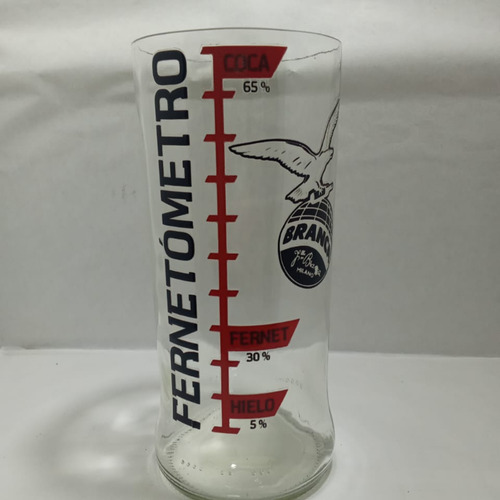 Vaso Fernetero Artesanal Hecho Botella De Vidrio Reciclada Transparente