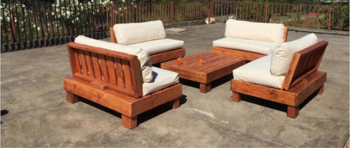 Sillón De Madera Tratada Exterior Jardín O Esquinero