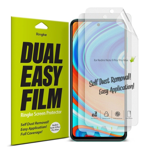 Imagen 1 de 9 de Film Dual Easy Xiaomi Redmi Note 9s/9 Pro/max Ringke Pack X2