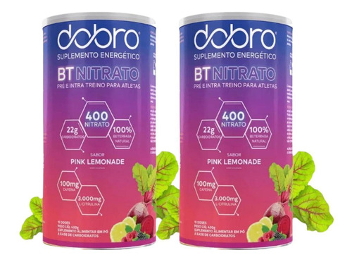 2x Bt Nitrato Dobro Com Citrulina Sabor Pink Lemonade 450g