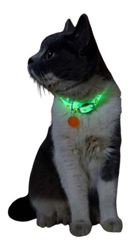 Collar Fluorescente Estampado Con Campana Mascota Perro Gato