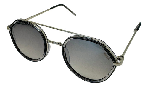 Óculos De Sol Feminino Redondo Verão Viale + Case Desenho Prata