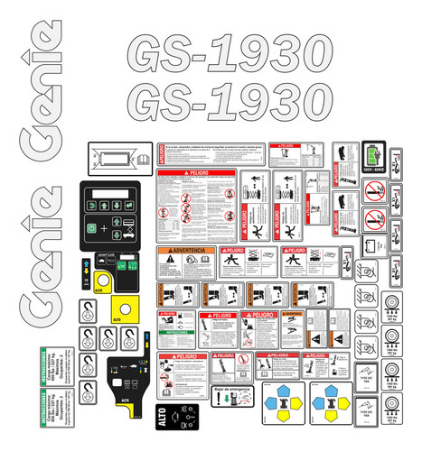 Calcomanías Genie Gs1930 Con Preventivos En Español