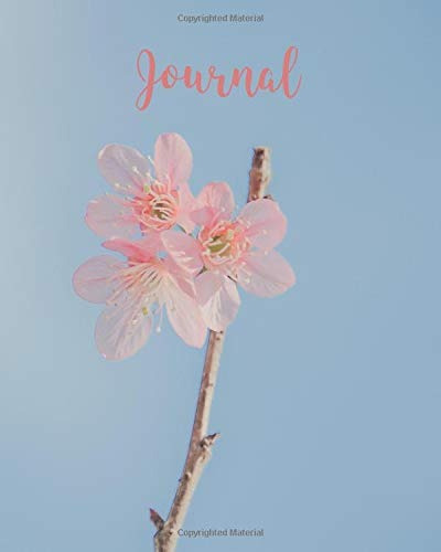 Journal Blank Lined Notebook 8x10 Pink Flower Blue Sky