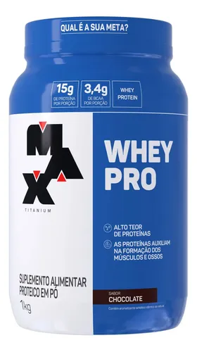 Suplemento Academia Whey Pro Max Titanium Concentrado Pote 1kg Sa...