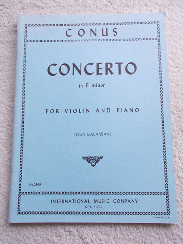 Conus Julius Concerto En E Menor Para Violin Y Piano Arrange
