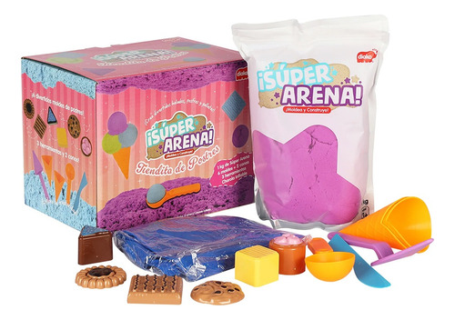 Kit Tiendita De Postres Arena Kinetica 1kg + Moldes Color Violeta