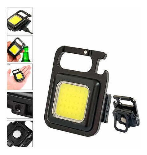 Linterna Led Cob Recargable Usb Llavero Iman Camping Pesca