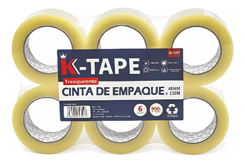 36pz Cinta Empaque Transparente K-tape 48mmx150m Liso
