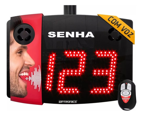 Painel De Senha Sequencial Grande Com Voz E 2 Controles