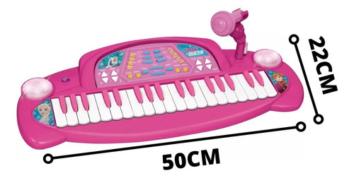 Juguete Organo Piano Frozen Disney Microfono Ditoys Luces Color Rosa