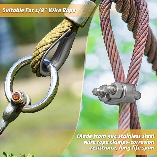 30 Clips De Cable De Acero Inoxidable M3 De 1/8 Pulgadas