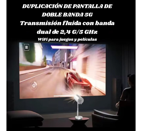 Proyector Led Portátil Bluetooth Inteligente Full Hd Android Plateado
