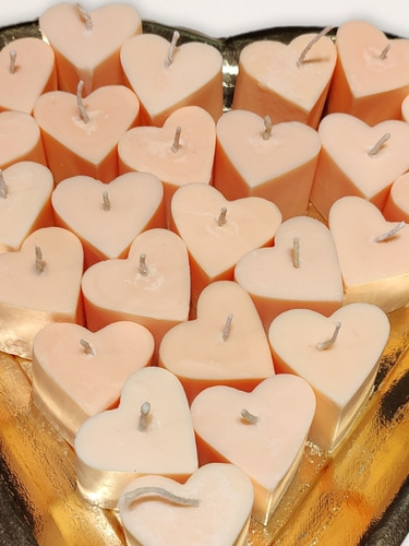 Velas  Forma Corazon De Soja Blancas X 15 