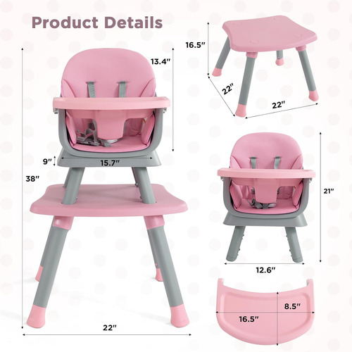 Silla Alta Para Bebé 7 En 1, Silla Alta Convertible Para Beb